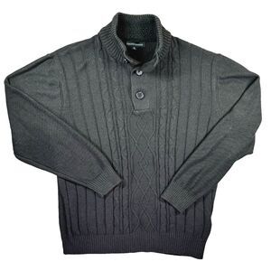 Vintage Tricots‎ St Raphael Cable Knit Sweater Mens XL 1/4 Pullover 80s Gray